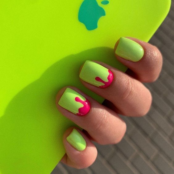 Dripping Neon: Green and Pink